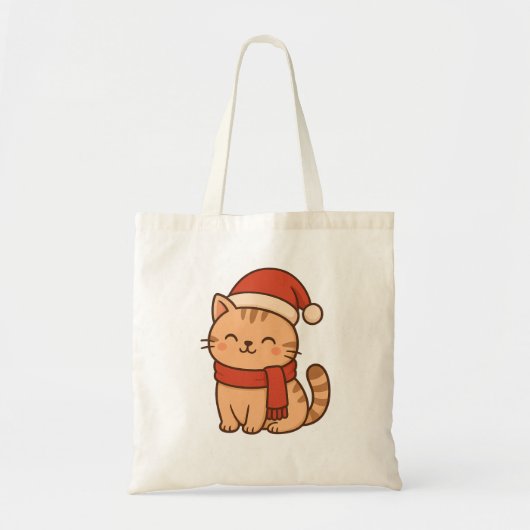 Kawaii Christmas Cat with Scarf Tragetasche (Vorne)