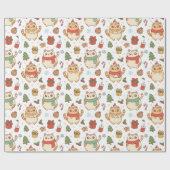 Kawaii Christmas Cats and Holiday Treats Geschenkpapier (Flach)