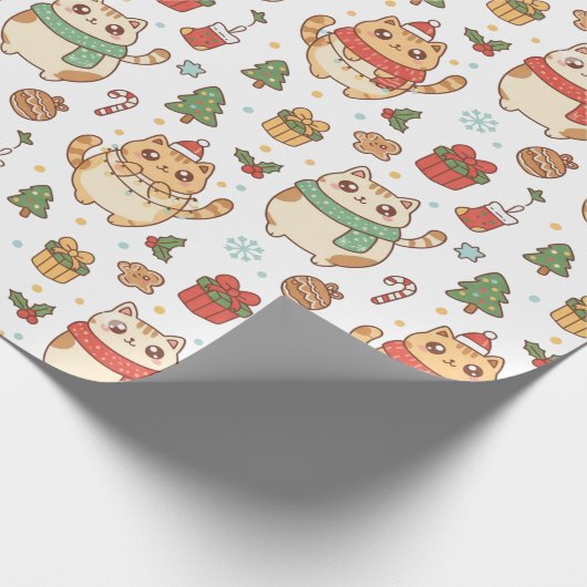 Kawaii Christmas Cats and Holiday Treats Geschenkpapier (Ecke)