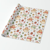 Kawaii Christmas Cats and Holiday Treats Geschenkpapier (Ungerollt)