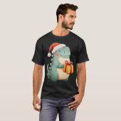 Kawaii Christmas Dinosaur with Gift Cute Santa Din T-Shirt (Vorne ganz)