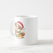 Kawaii Christmas Dog Mug with Santa Hat Kaffeetasse (Vorderseite Links)