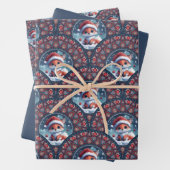 Kawaii Christmas Fox Art Deco Dot Mandala Scallops Geschenkpapier Set (Beispiel)