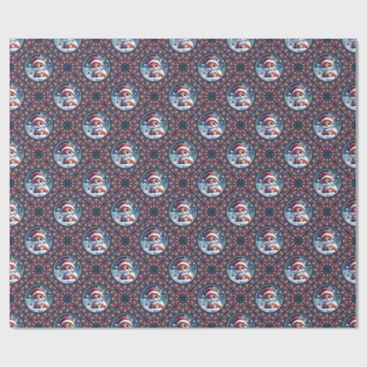 Kawaii Christmas Fox Dot Mandala Diamond Tile Geschenkpapier (Flach)
