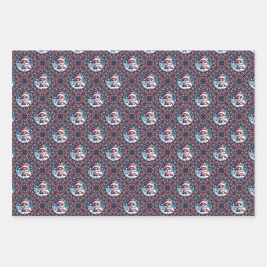Kawaii Christmas Fox Dot Mandala Diamond Tile Geschenkpapier Set (Vorderseite 3)