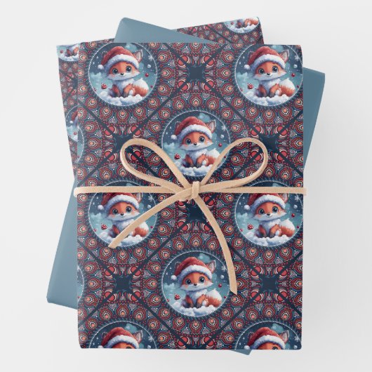Kawaii Christmas Fox Dot Mandala Diamond Tile Geschenkpapier Set (Beispiel)
