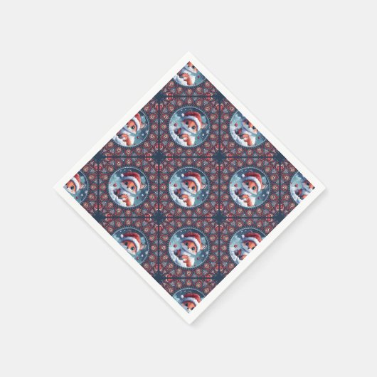 Kawaii Christmas Fox Dot Mandala Diamond Tile Serviette (Ecke)