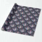 Kawaii Christmas Fox Dot Mandala Ogee Damask Geschenkpapier (Ungerollt)