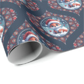 Kawaii Christmas Fox Dot Mandala Ogee Damask Geschenkpapier (Rolleneckpunkt)