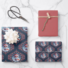 Kawaii Christmas Fox Dot Mandala Ogee Damask Geschenkpapier Set
