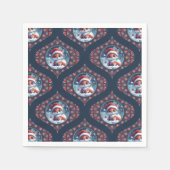 Kawaii Christmas Fox Dot Mandala Ogee Damask Paper Serviette (Vorderseite)