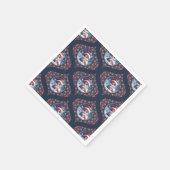 Kawaii Christmas Fox Dot Mandala Ogee Damask Paper Serviette (Ecke)