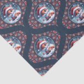 Kawaii Christmas Fox Dot Mandala Ogee Damask Seidenpapier (Detail)