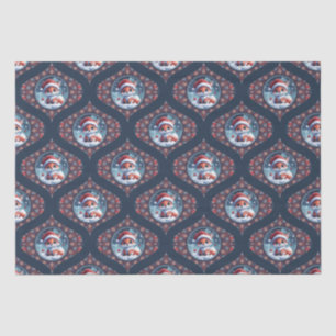 Kawaii Christmas Fox Dot Mandala Ogee Damask Seidenpapier