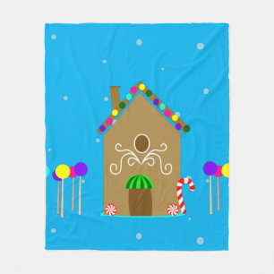 Kawaii Christmas Gingerbread House Fleecedecke