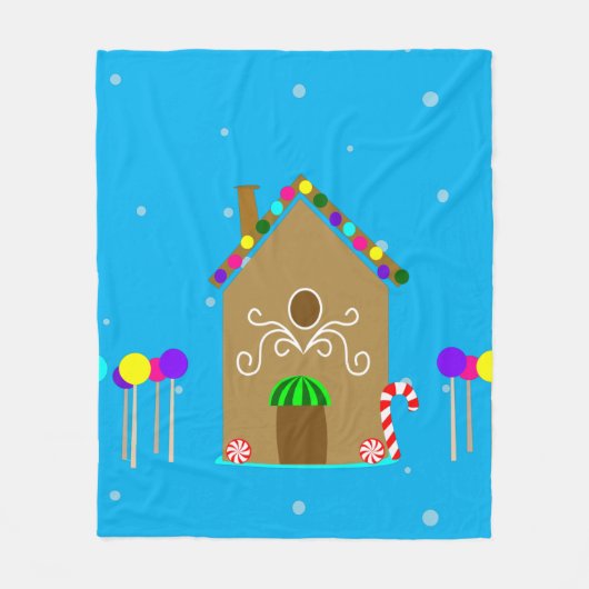 Kawaii Christmas Gingerbread House Fleecedecke (Vorderseite)