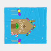 Kawaii Christmas Gingerbread House Fleecedecke (Vorderseite (Horizontal))