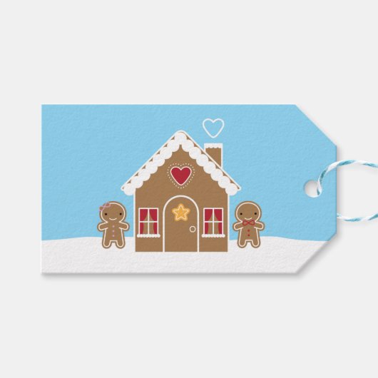 Kawaii Christmas Gingerbread House Geschenkanhänger (Vorderseite (Horizontal))