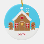 Kawaii Christmas Gingerbread House Keramik Ornament (Vorne)