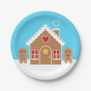 Kawaii Christmas Gingerbread House Pappteller