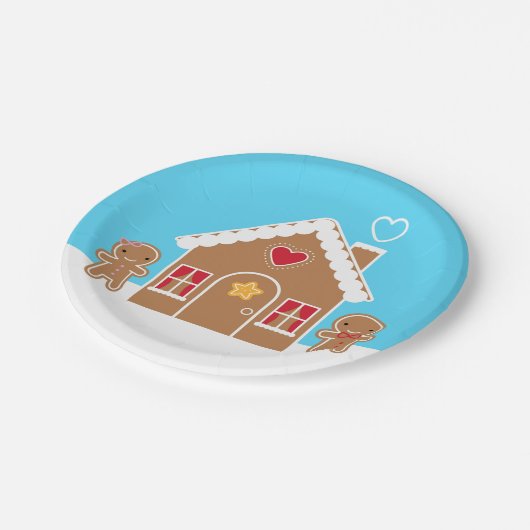 Kawaii Christmas Gingerbread House Pappteller (Schrägansicht)