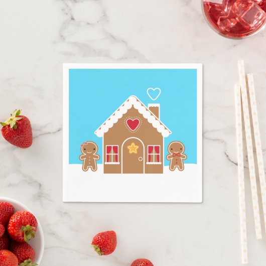 Kawaii Christmas Gingerbread House Serviette (Beispiel)