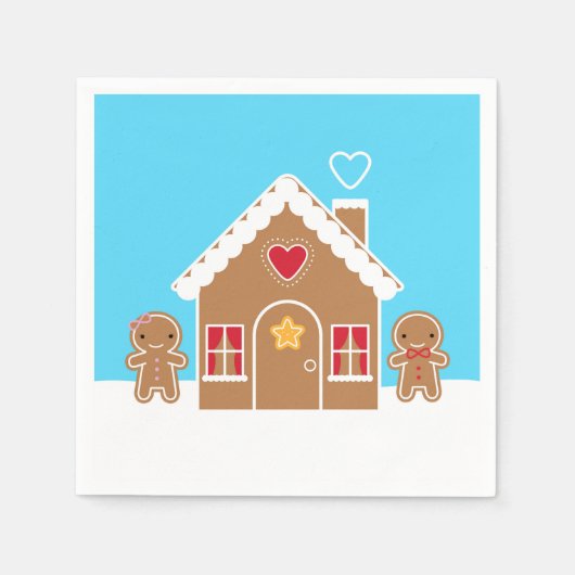 Kawaii Christmas Gingerbread House Serviette (Vorderseite)