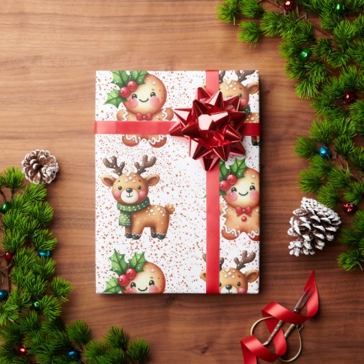 Kawaii Christmas Gingerbread Pattern - Niedlich Ho Geschenkpapier (Feiertagsgeschenk)