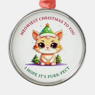 Kawaii Christmas Kitten Holiday Cat Pub Ornament Aus Metall