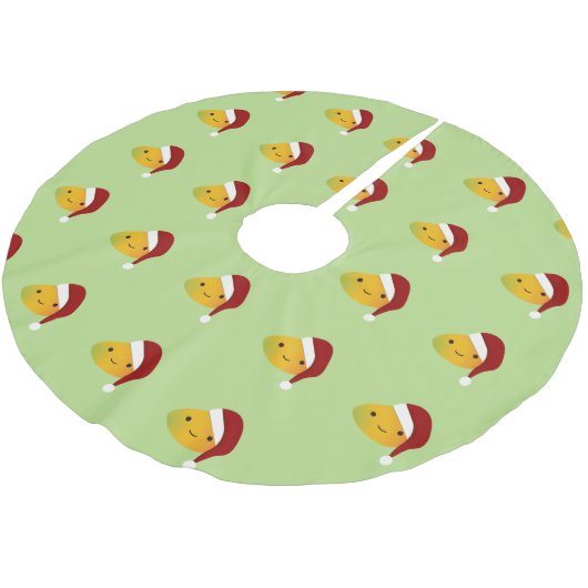 Kawaii Christmas Mango Polyester Weihnachtsbaumdecke (Schrägansicht)