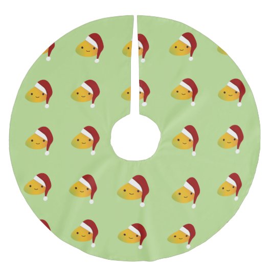 Kawaii Christmas Mango Polyester Weihnachtsbaumdecke (Vorderseite)