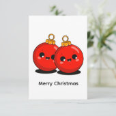 Kawaii Christmas – Minimal Holiday  Dankeskarte (Stehend Vorderseite)