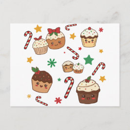 Kawaii Christmas Muffins Feiertagspostkarte