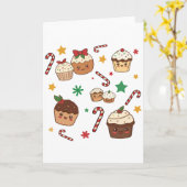 Kawaii Christmas Muffins Karte (Gelbe Blume)
