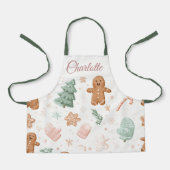 Kawaii Christmas Pattern | Custom Name Kids Apron Schürze (Vorderseite)
