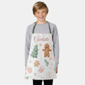 Kawaii Christmas Pattern | Custom Name Kids Apron Schürze (Getragen)