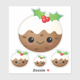 Kawaii Christmas Pudding Niedlicher Cartoon Xmas S Aufkleber
