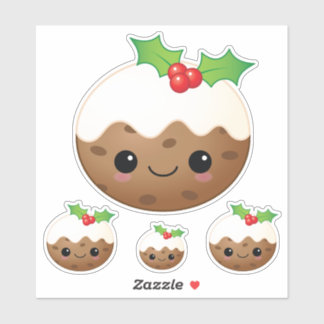 Kawaii Christmas Pudding Niedlicher Cartoon Xmas S Aufkleber