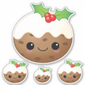 Kawaii Christmas Pudding Niedlicher Cartoon Xmas S Aufkleber (Vorderseite)
