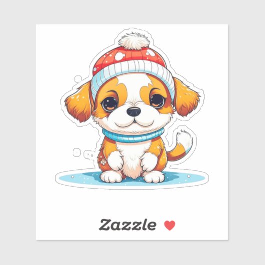 Kawaii Christmas Puppy Dog Aufkleber (Blatt)