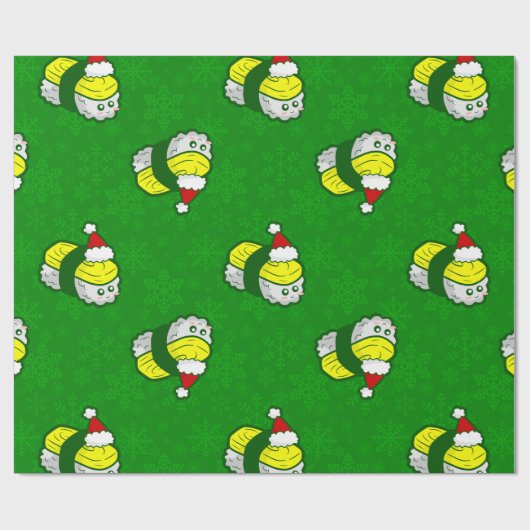 kawaii christmas tamago sushi santa snowflake geschenkpapier (Flach)