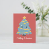 Kawaii Christmas Tree Postcard Postkarte (Stehend Vorderseite)