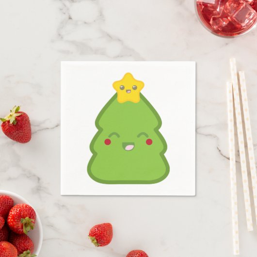 Kawaii Christmas Tree & Star Paper Napkins Serviette (Beispiel)