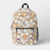 Kawaii Chubby Cartoon Katzen mit Herz Bedruckter Rucksack (Vorderseite)