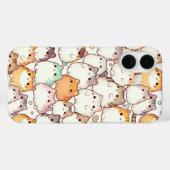 Kawaii Chubby Cartoon Katzen mit Herz Case-Mate iPhone Hülle (Rückseite (Horizontal))