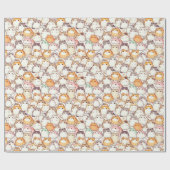 Kawaii Chubby Cartoon Katzen mit Herz Geschenkpapier (Flach)