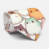 Kawaii Chubby Cartoon Katzen mit Herz Krawatte (Gerollt)