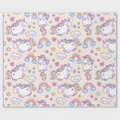 Kawaii chubby fliegend unicorn Regenbogenmuster Geschenkpapier (Flach)