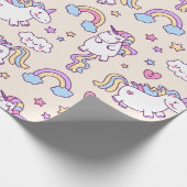Kawaii chubby fliegend unicorn Regenbogenmuster Geschenkpapier (Ecke)