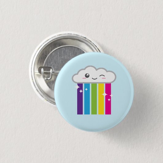 Kawaii Cloud and Rainbow Button (Vorne & Hinten)